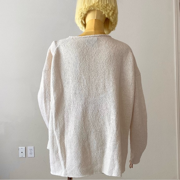 Nili Lotan Pullover Cream Neutrals Long Sleeve Crew Neck Wool Blend Sweater S - Picture 3 of 7